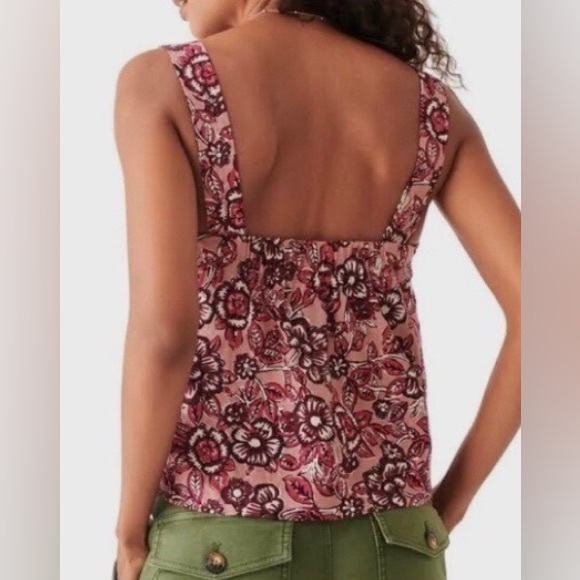 Faherty Pacifica Floral linen blend Tank Top preowned medium - Picture 4 of 4